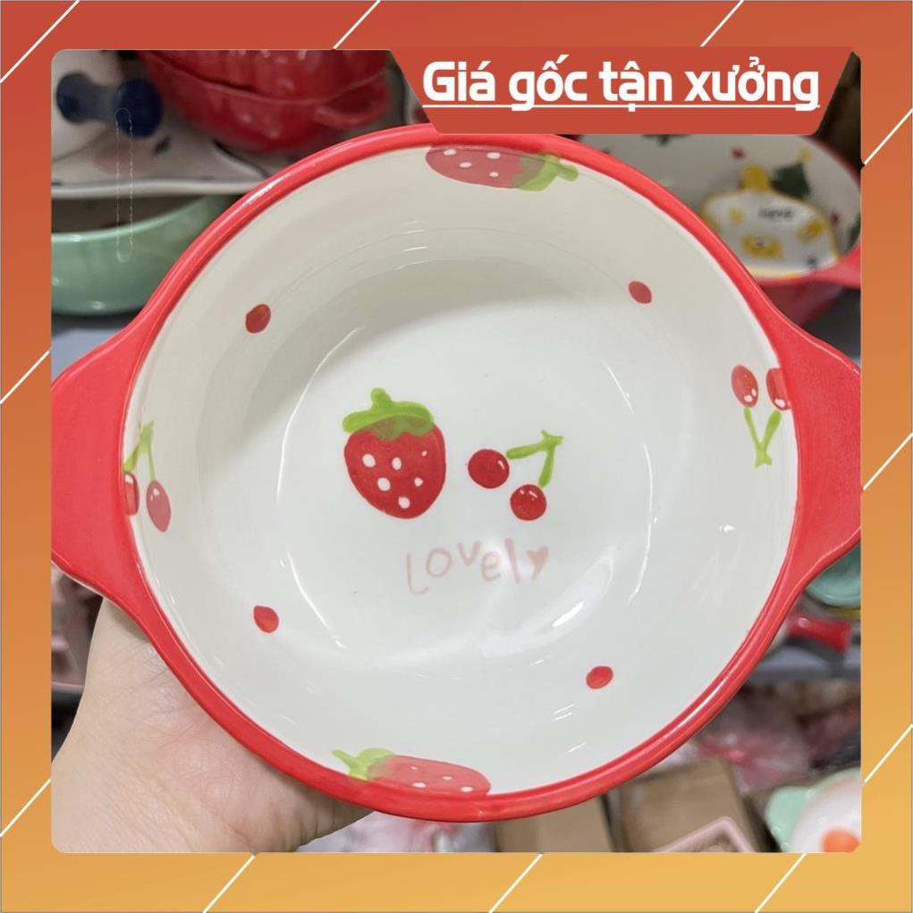 Giá Siêu Rẻ Sét bát đĩa gốm sứ decor trang trí món ăn cực đẹp bộ dâu 18 món xinh yêu
