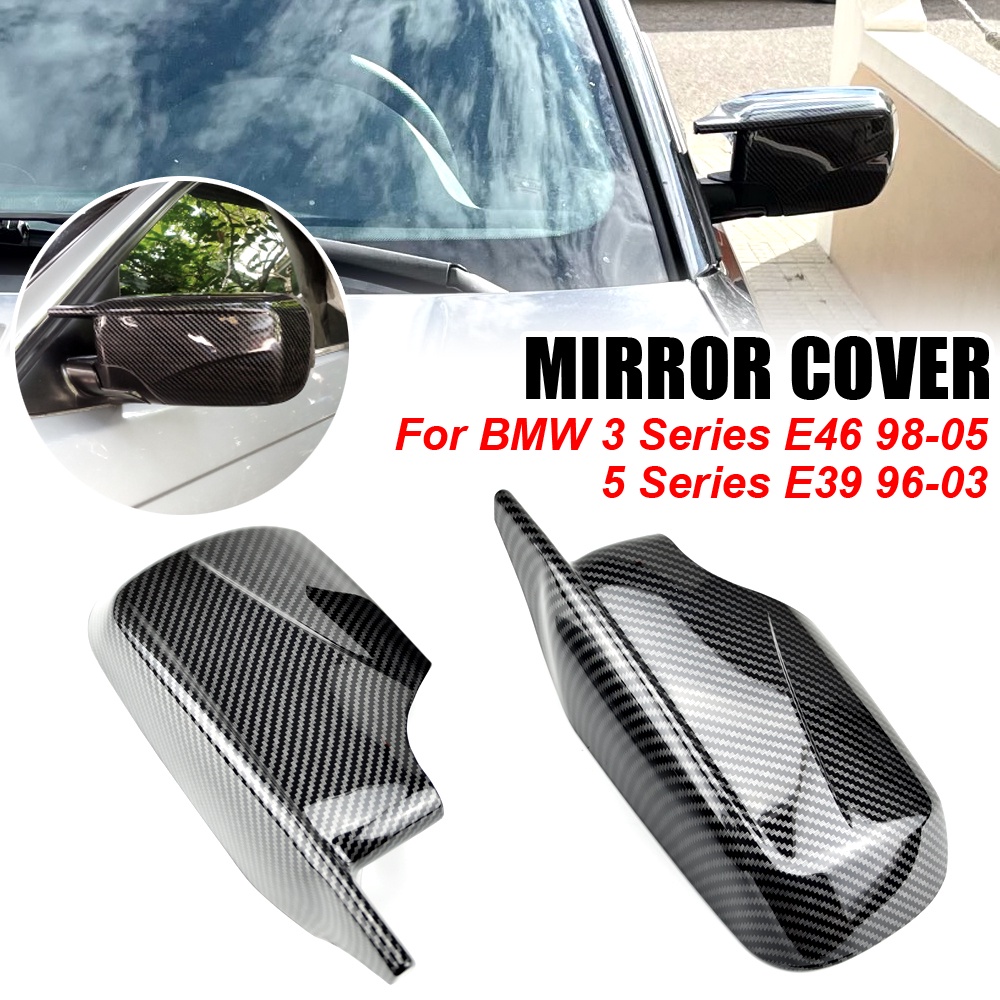 Ốp Gương Chiếu Hậu ABS Họa Tiết Sợi Carbon Màu Đen Bóng Cho BMW E46 E39 Sedan / Touring 1998 1999 20