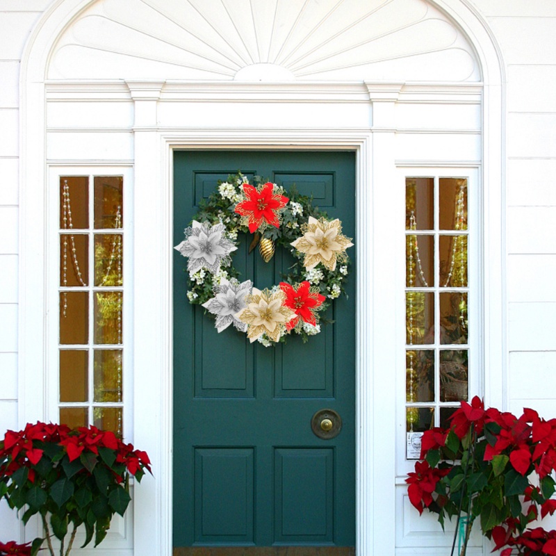 5 Bông Hoa Đục Lỗ Màu Vàng / Bạc Lấp Lánh Trang Trí Cây Thông Giáng Sinh