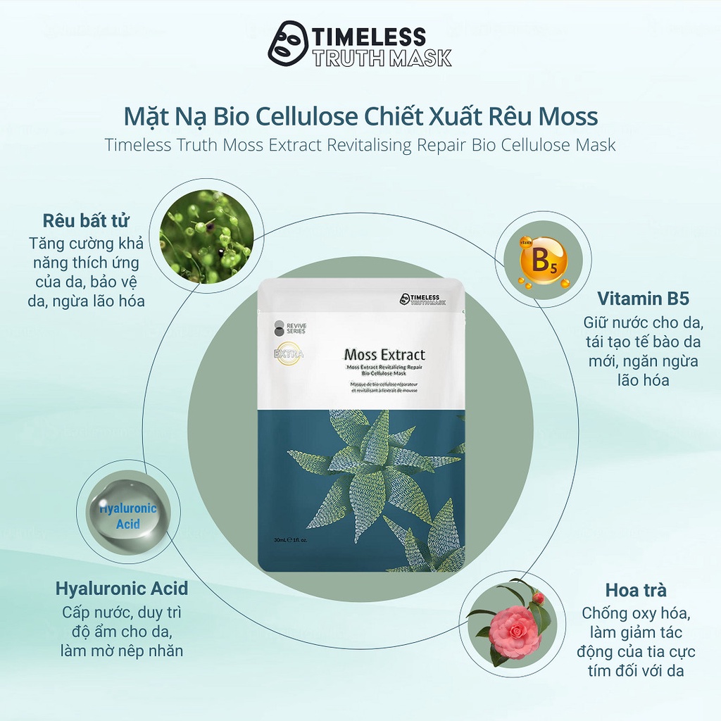 Mặt nạ phục hồi da, chống lão hoá chiết xuất từ Rêu Timeless Truth Mask - Moss Extract (30ml/miếng)