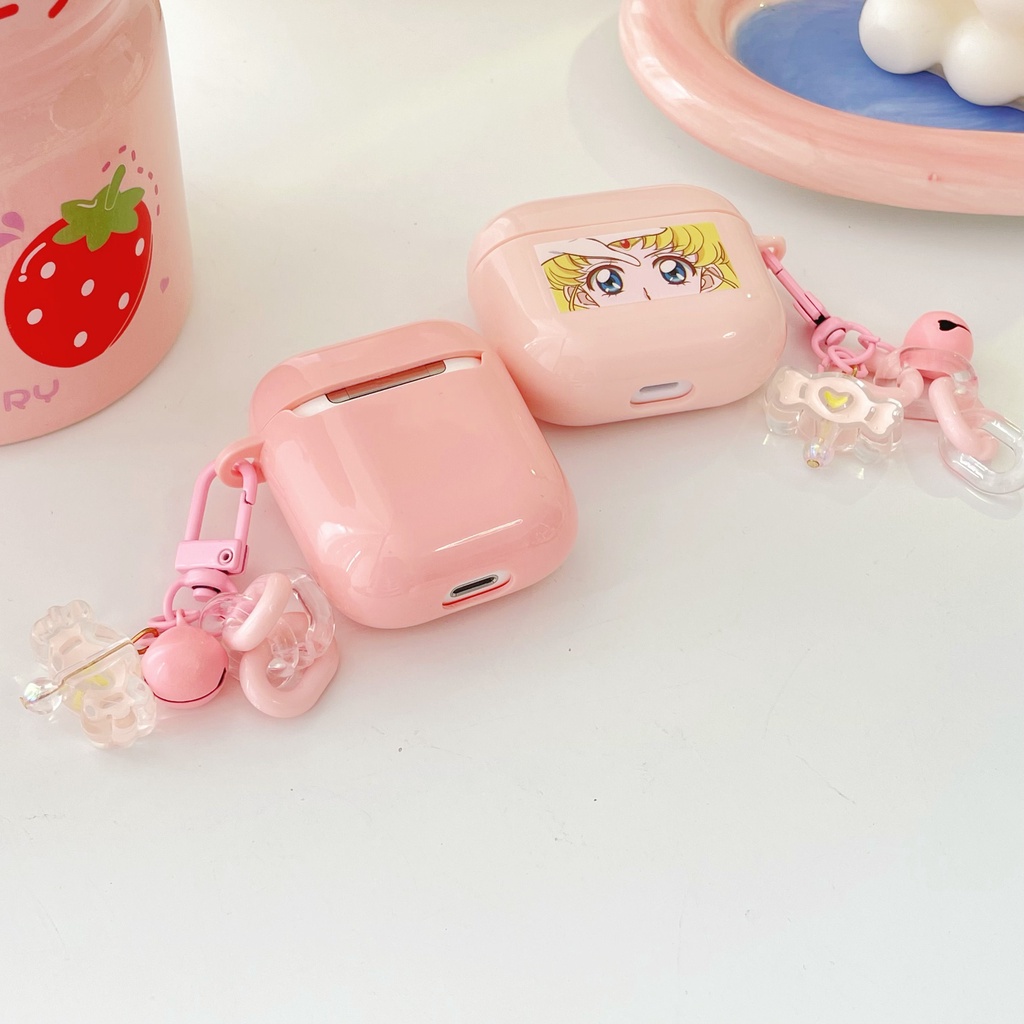 Vỏ Bảo Vệ Hộp Sạc Tai Nghe AirPods3gen 2021 / 3 / 3 Họa Tiết Hoạt Hình Thủy Thủ Mặt Trăng Dễ Thương Kèm Móc Treo Tiện Dụng Ốp