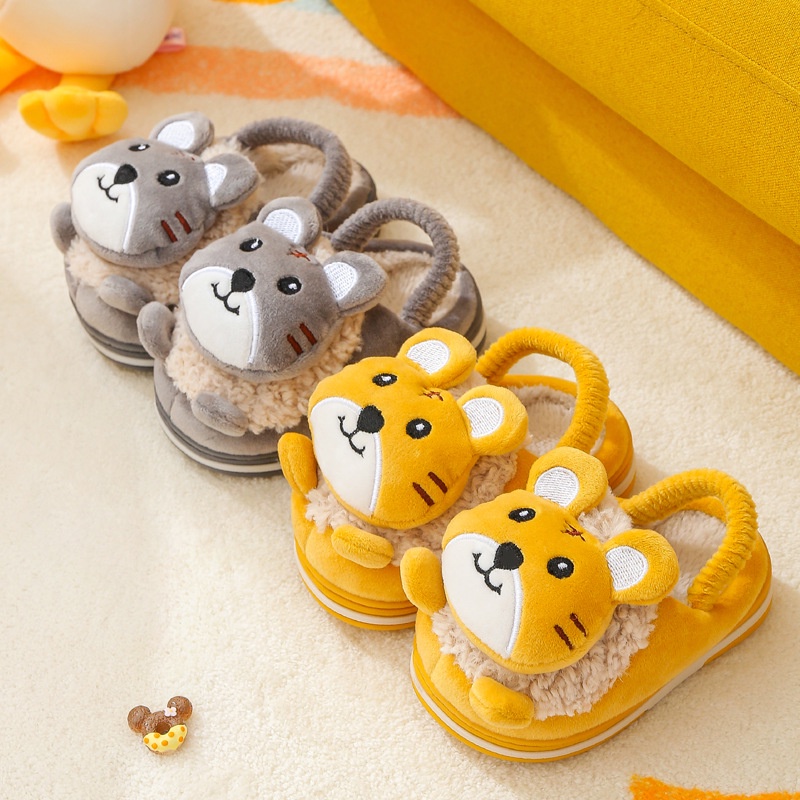 (TH43) Déo Bông Trẻ Em, Dép Bông Cho Bé Họa Tiết Hổ Xinh Xắn