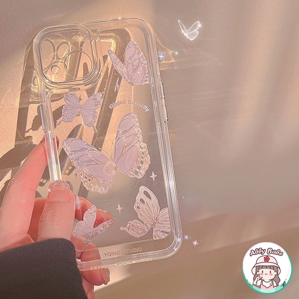 Ốp Điện Thoại TPU Mềm Trong Suốt Họa Tiết Bướm Hồng Cho Iphone 14 Pro Max 11 7Plus 13 12 11 Pro Max X XS XR