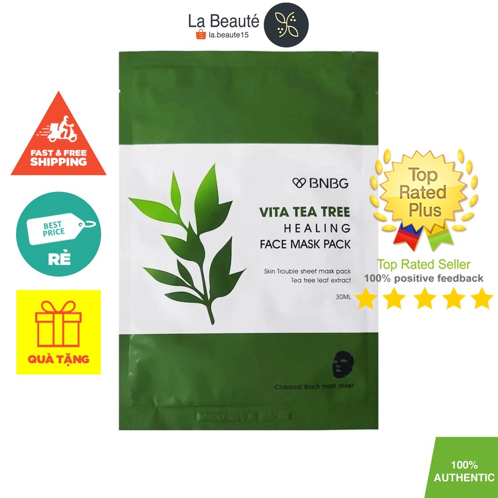 Vita Tea Tree Healing Face Mask Pack - Mặt Nạ BNBG Tràm Trà Giúp Thải Độc Da, Giảm Mụn 30ml