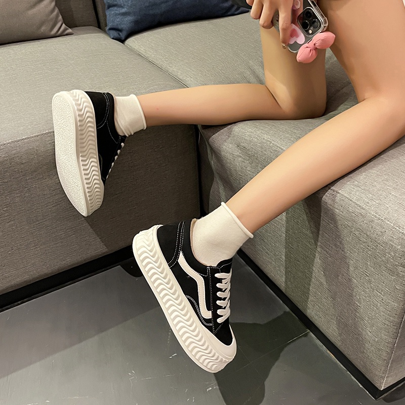 Giày Thể Thao canvas Cổ Thấp Màu Đen Thời Trang Cho Nữ