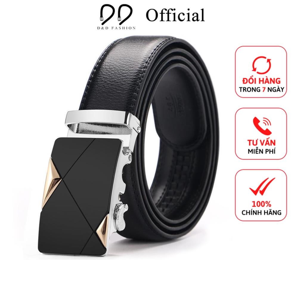 Dây nịt / Thắt lưng nam thời trang công sở 2 tam giác vàng, dây may 2 viền ®️