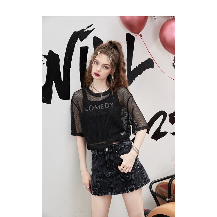 Áo lưới croptop thể thao thời trang hip hop cá tính