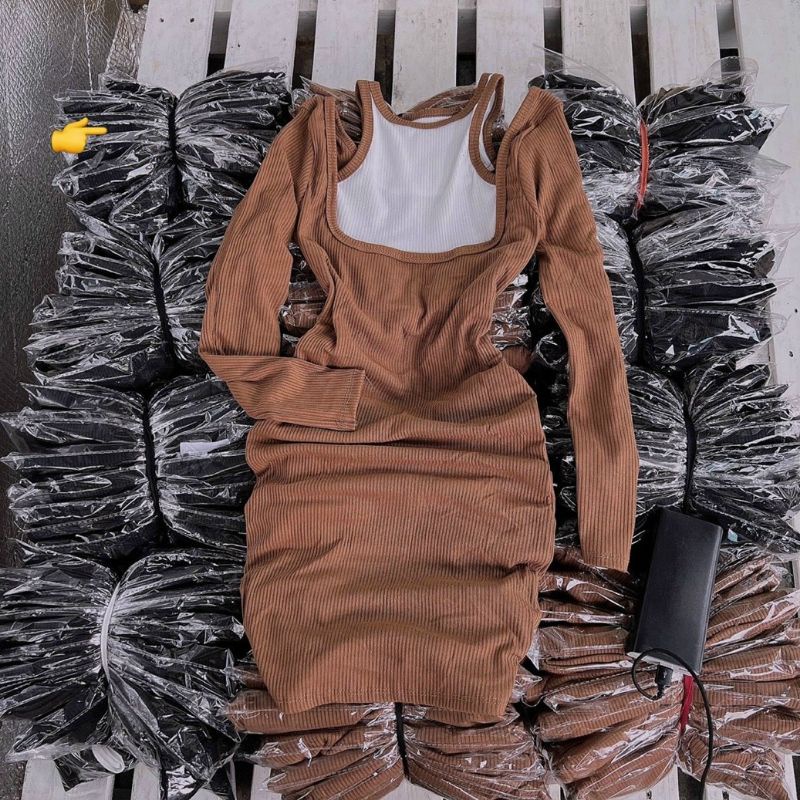 Đầm yếm 2 lớp tay dài body chuẩn đẹp(TV2 &amp; A15)