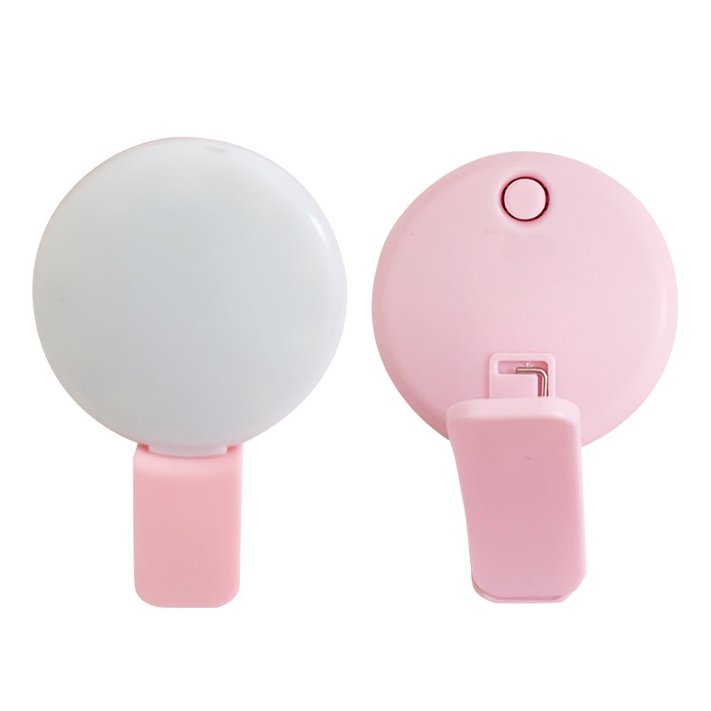 Đèn LED Tròn Kẹp Điện Thoại Có Thể Sạc Lại Bằng Cổng USB Hỗ Trợ Chụp Hình Selfie