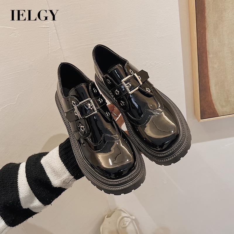 Giày Lười Đế Dày Khóa Cài Màu Đen Thời Trang Cho Nữ
