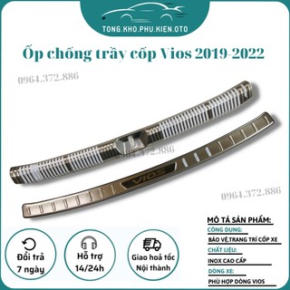 Ốp chống trầy cốp trong, ngoài sau xe Toyota Vios 2019- 2020- 2021- 2022, chất liệu Inox