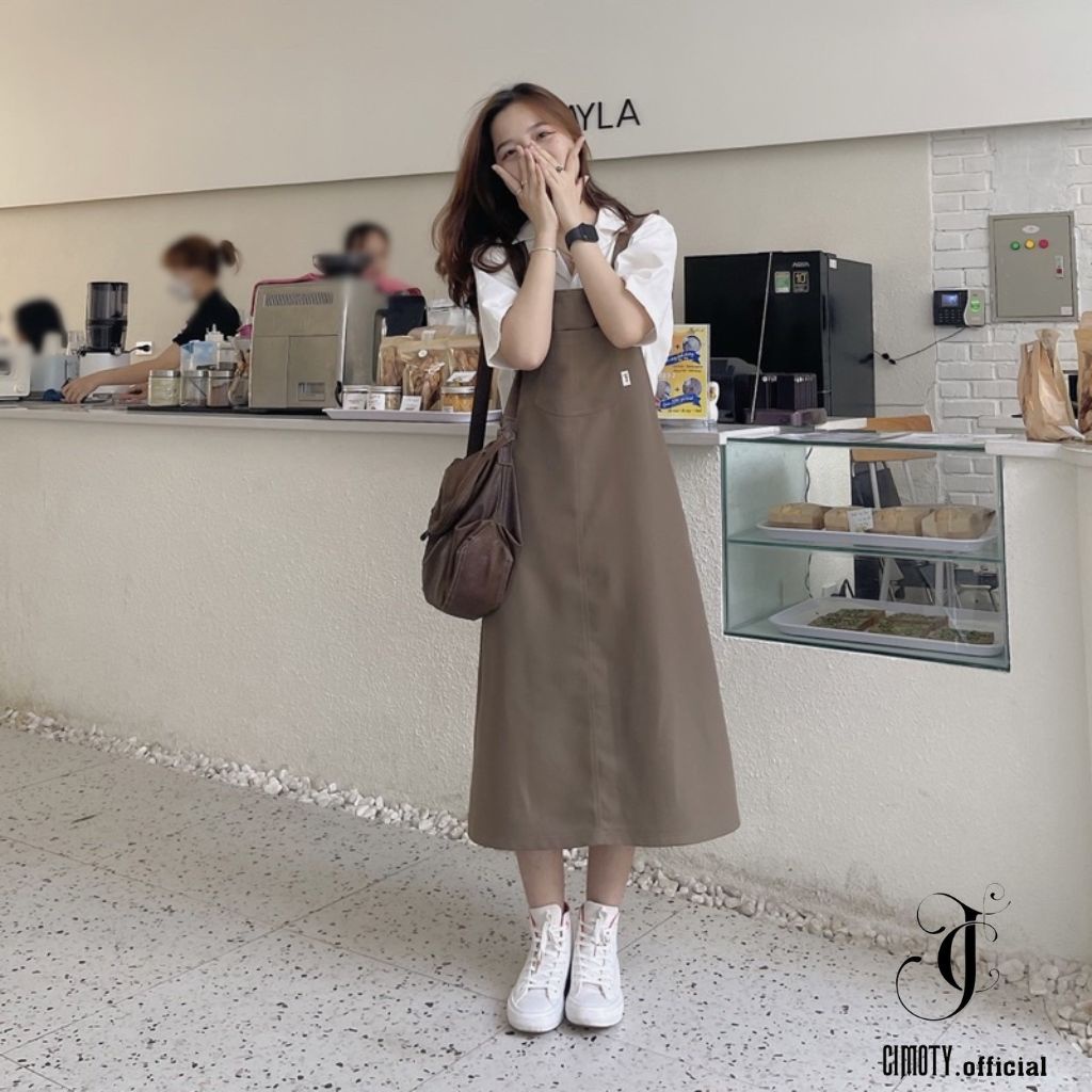 Váy yếm dài CIMOTY chất vải cao cấp dày dặn bền đẹp có túi trước tiện lợi YV06