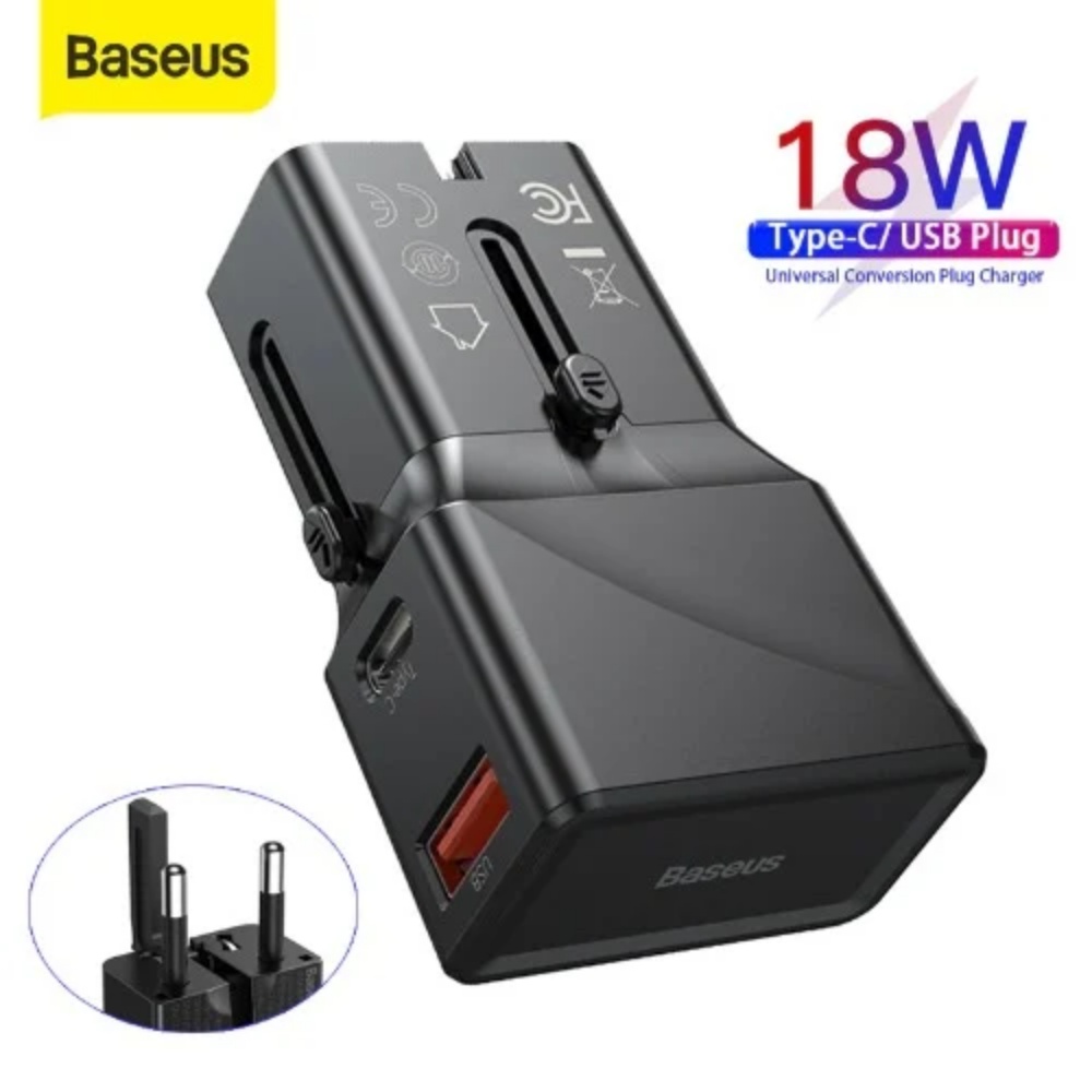 SẠC NHANH 18W 2 CỔNG PD PPS KÈM CHÂN SẠC ĐA NĂNG BASEUS UNIVERSAL YOUTH EDITION CHÍNH HÃNG