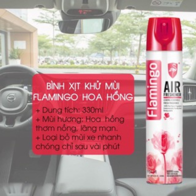 Nước hoa xịt khử mùi hôi xe oto chiết xuất 100% gồm 6 mùi hương thơm từ thiên nhiên Flamingo F011 330ml
