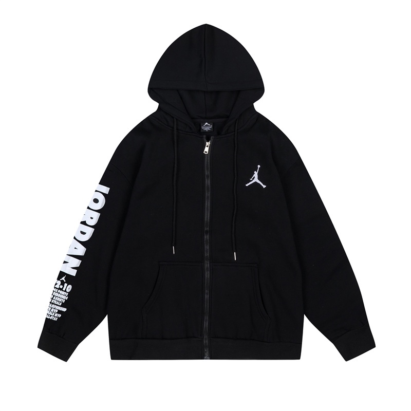 A &amp; J High Áo Hoodie Dây Kéo Thêu Biểu Tượng Jumpman Thời Trang Đường Phố