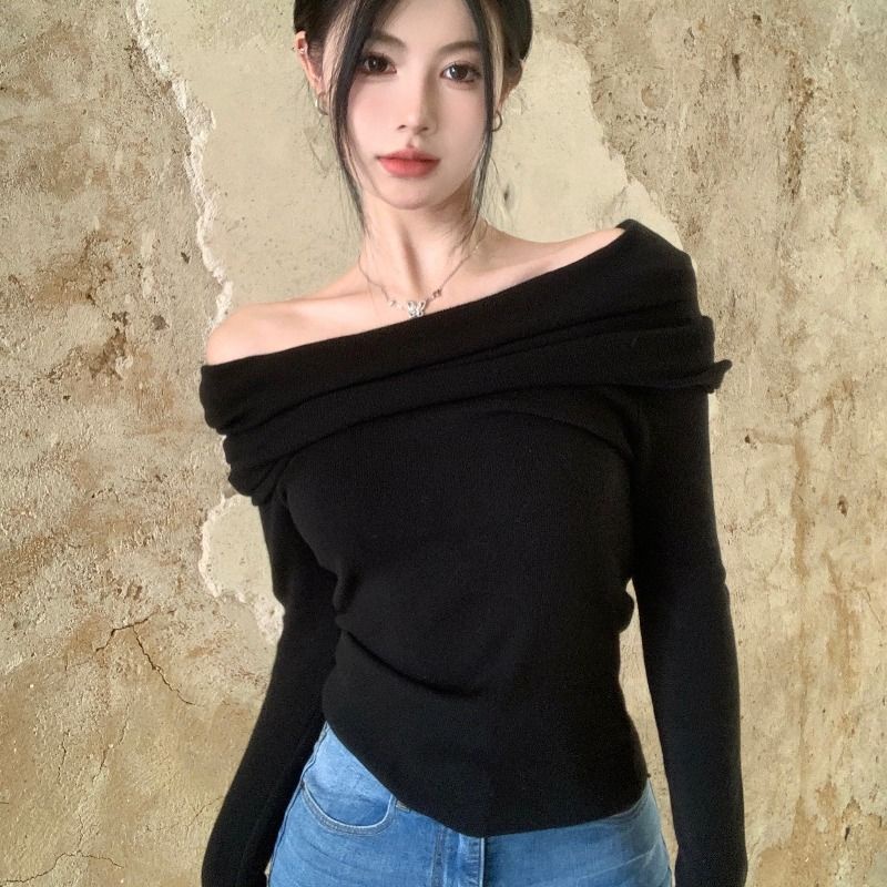 Áo Thun COZOK Tay Dài Lệch Vai Dáng Ôm Gợi Cảm Thời Trang Cổ Điển Dành Cho Bạn Nữ