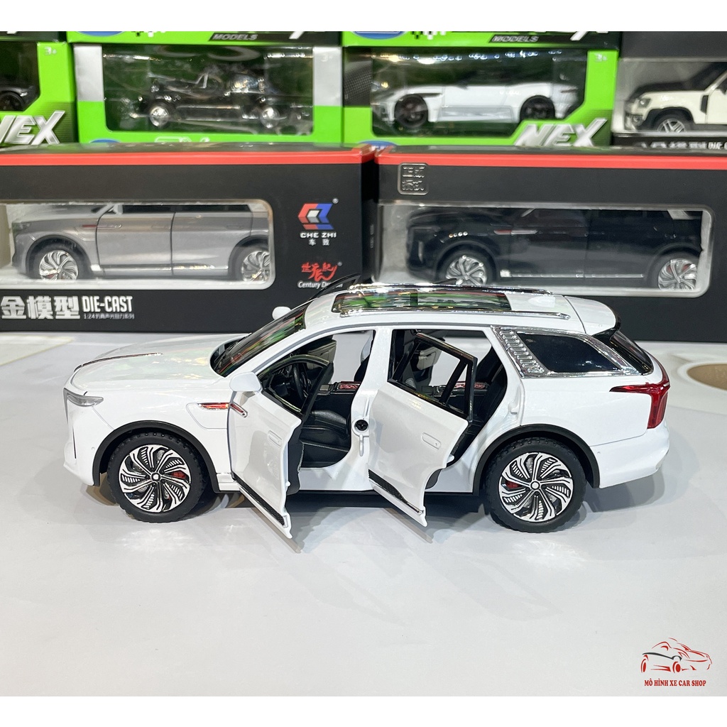 Mô hình xe ô tô hợp kim Hongqi E-HS9 tỉ lệ 1:24 đánh lái,bấm còi hãng Chezhi 3 màu