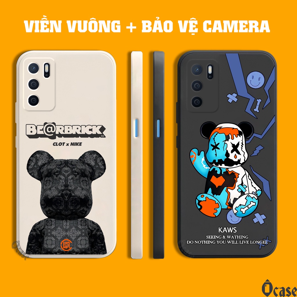 Ốp lưng Oppo A16 / A16s / A54s in hình gấu cạnh viền vuông có bảo vệ camera