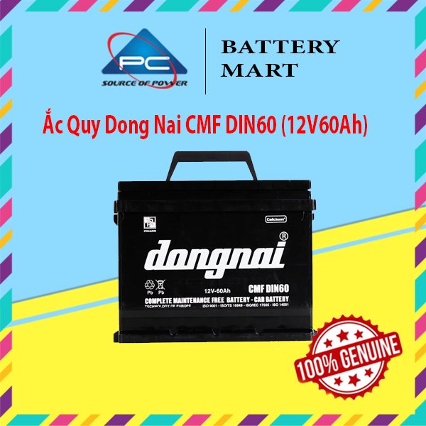 Bình Ắc Quy 12V60Ah, Ắc Quy Dong Nai CMF DIN60