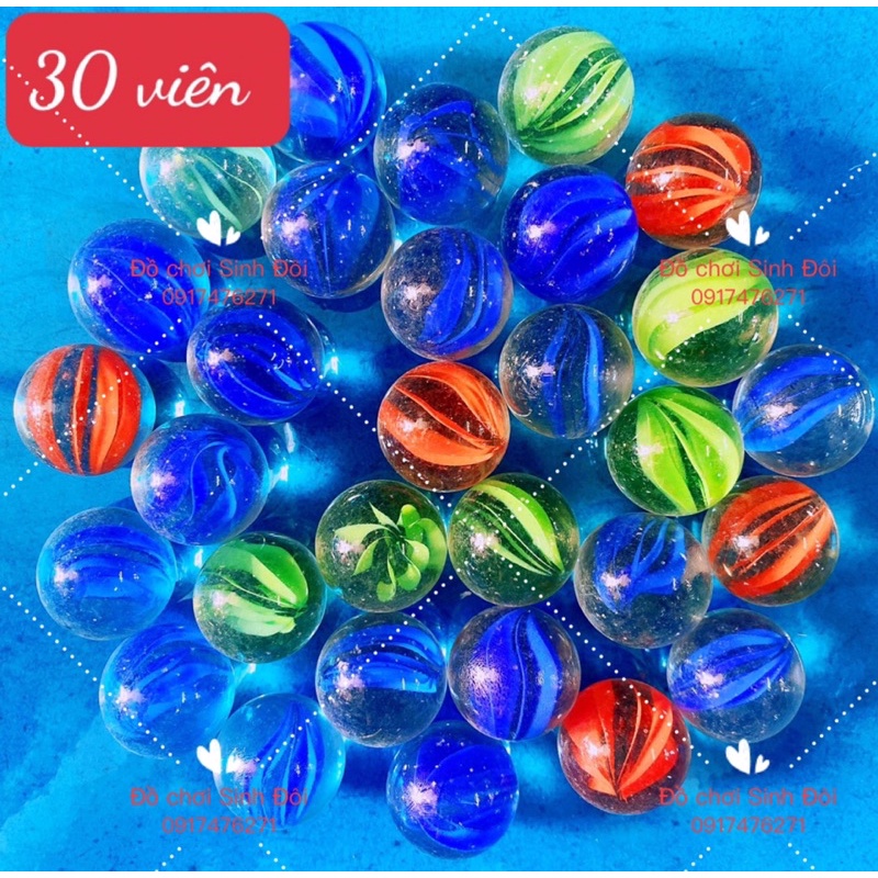 Bi thủy tinh khía 7 màu lớn 23mm - 30 viên