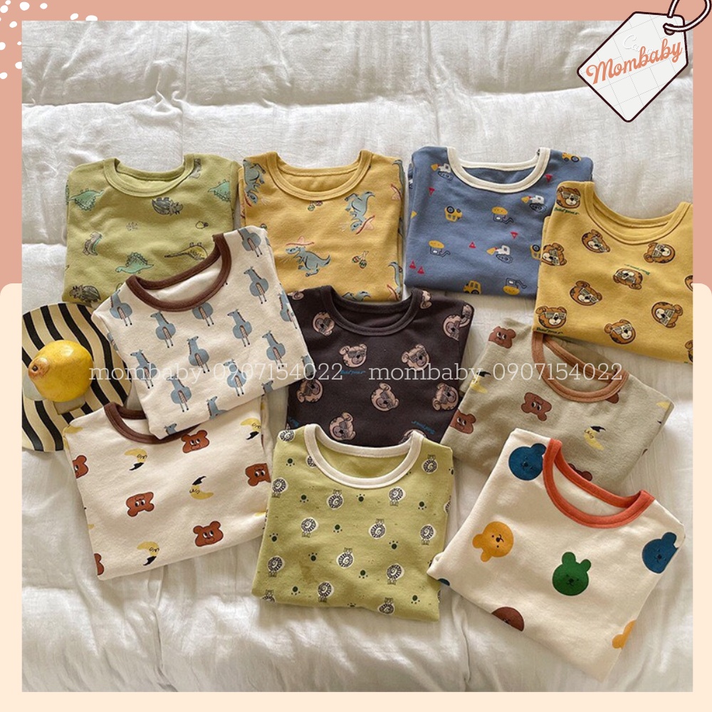 Bộ Dài Tay Hoạ Tiết Thun Cotton Co Dãn Cho Bé 8-28kg Thích Hợp Mặc Thu Đông