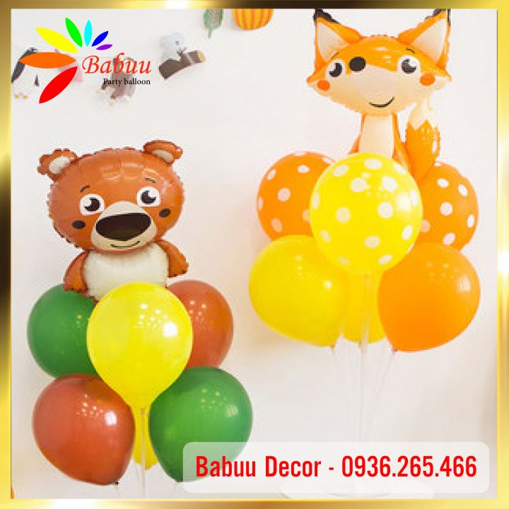 Trụ + bóng hình động vật ngộ nghĩnh, đáng yêu trang trí sinh nhật cho bé BabuuDecor