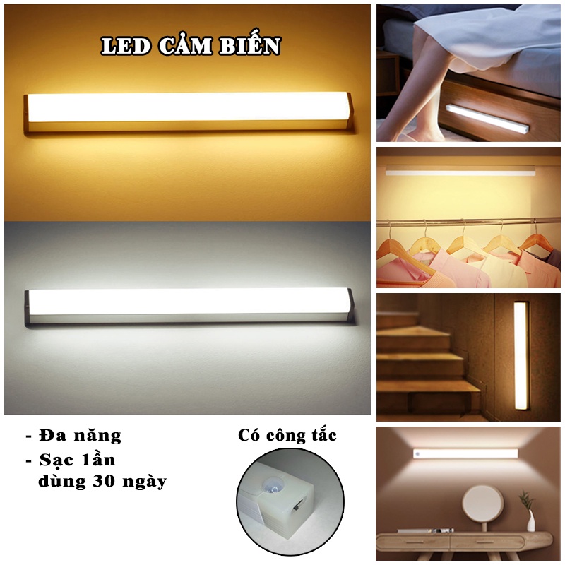 Đèn ngủ cảm biến thông minh, tự động sáng khi đến gần, gắn tường, tủ đồ, cạnh giường, nhà bếp, WC,... bóng LED bền bỉ