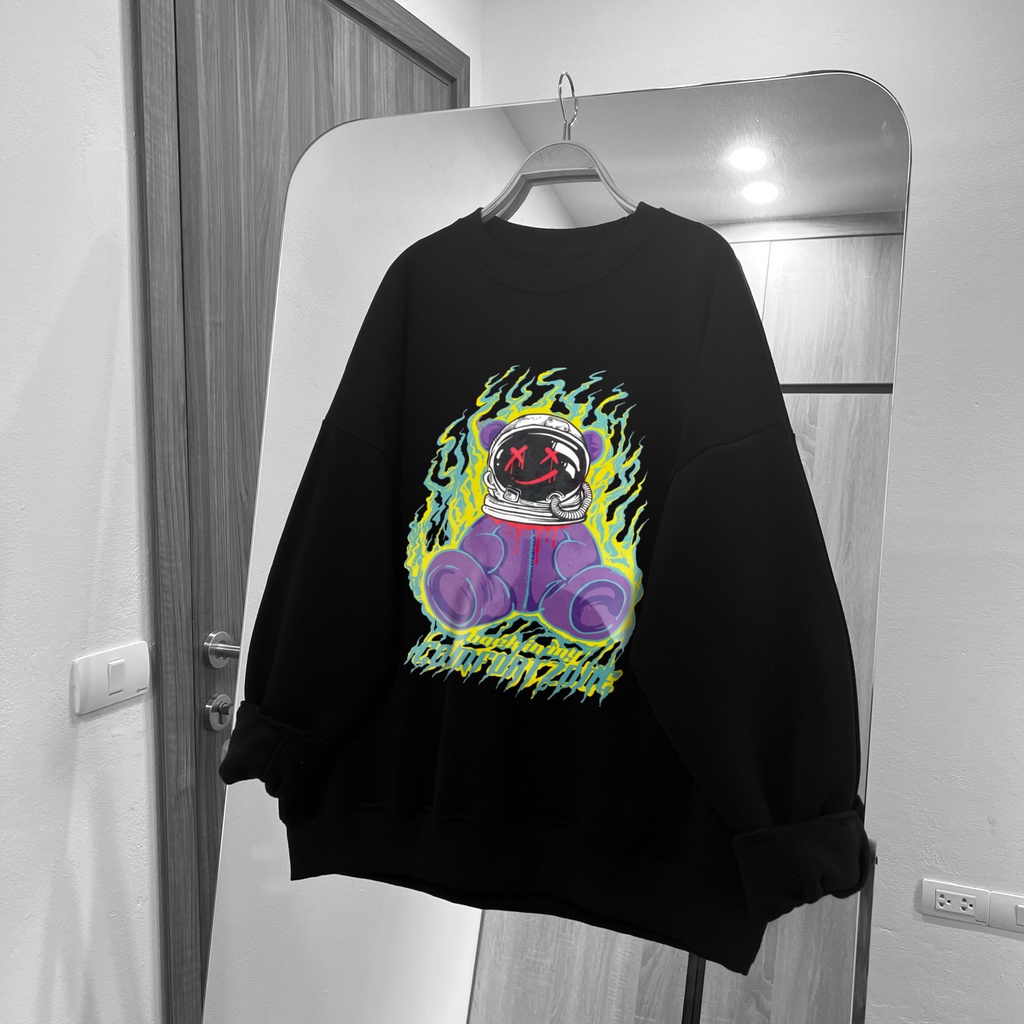 Áo Sweater nam nữ MEANSTORE nỉ basic unisex form rộng rãi mềm, dài tay dày dặn mềm mại - Đen, Xanh lá