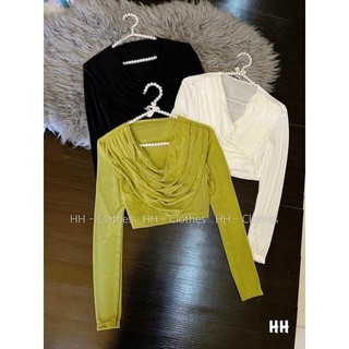 Áo Giấy Nhũ Croptop Cổ Đổ