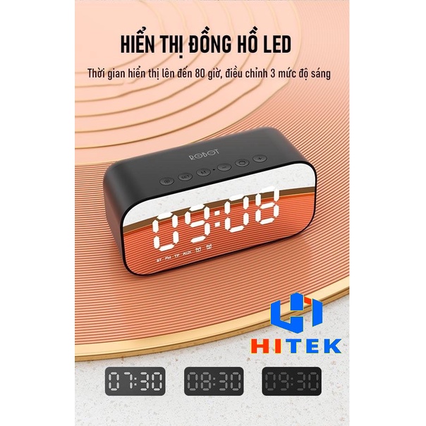 Loa Bluetooth ROBOT RB560 Kiêm Đồng Hồ Báo Thức Màn Hình LED Tráng Gương - Hỗ Trợ Thẻ Nhớ/ FM - Bảo Hành 12 Tháng