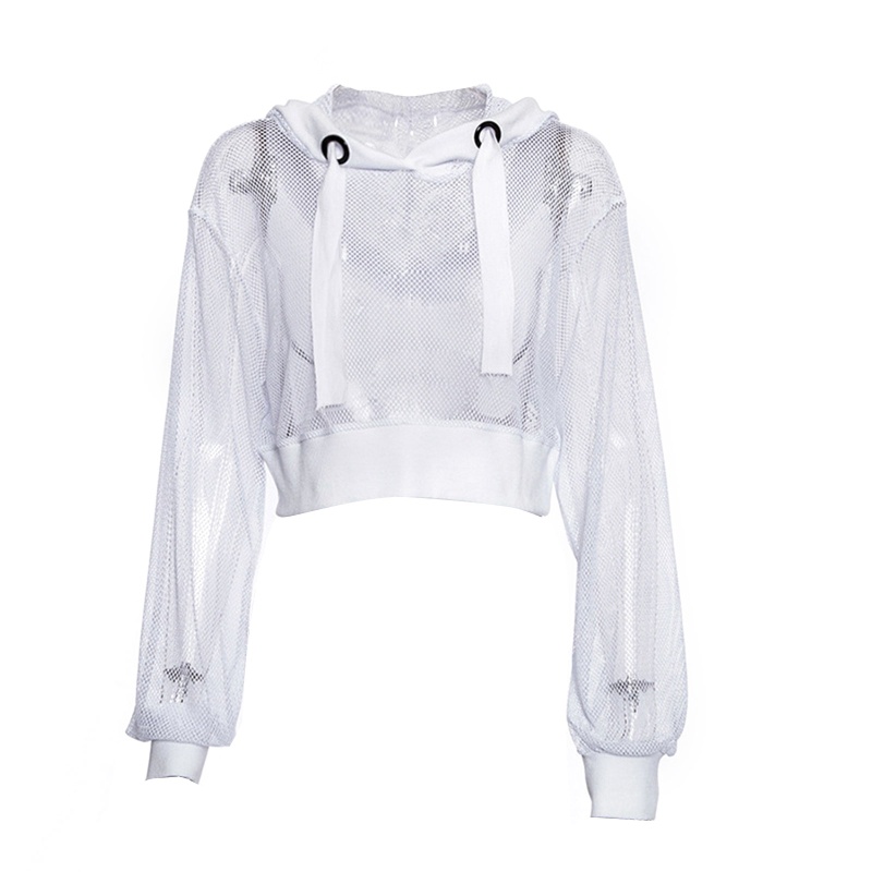Áo Lưới Trong Suốt Tay Dài Có Mũ Trùm Đầu Trẻ Trung Quyến Rũ Dành Cho Nữ