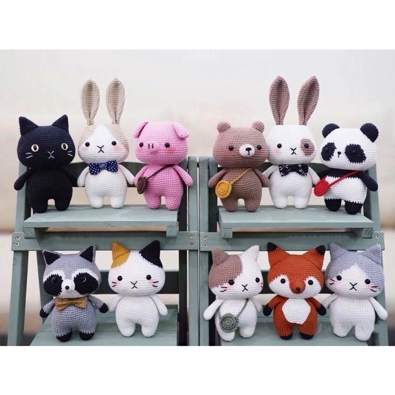 Thú bông chân ngắn len handmade