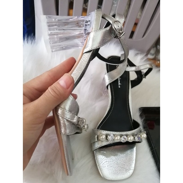 Xả kho Giày cao gót vuông trong quai đính châu size 35, 36