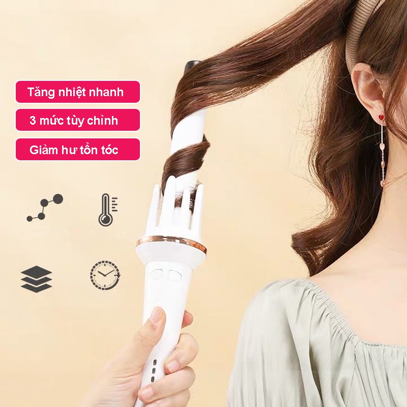 Máy Uốn Tóc Tự Động UPUPIN Máy Uốn tóc Tự Động Xoay 360° Cầm Tay Có thể Điều Chỉnh Nhiệt Độ