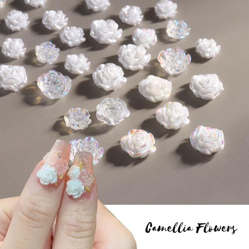 Phụ Kiện Trang Trí Móng Tay Hình Hoa Trà 3D Bằng Acrylic Thanh Lịch Charms