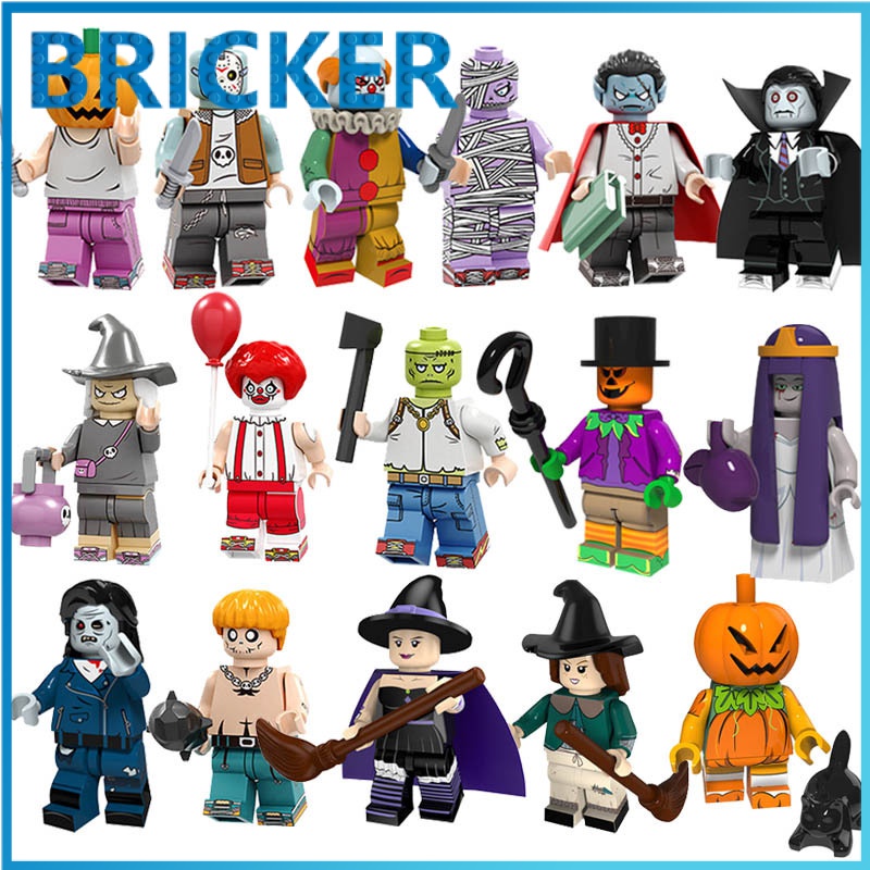 Đồ Chơi Lắp Ráp Lego Mini Cảnh Sát Chú Hề Zombie Phù Thủy Ma Cà Rồng Halloween Cho Trẻ Em