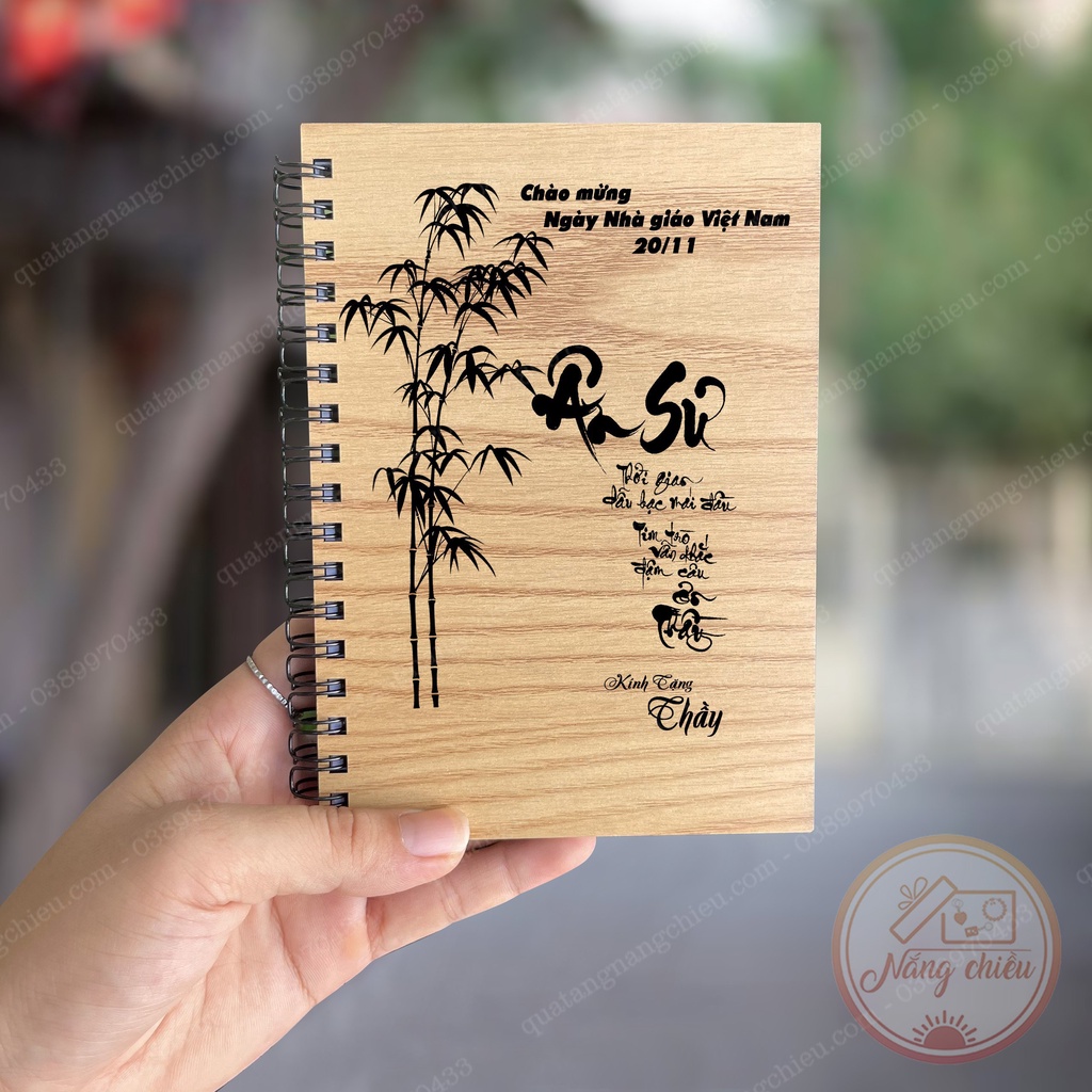 Món quà tặng ý nghĩa tri ân thầy cô ngày nhà giáo việt nam 20.11, Sổ bìa gỗ khắc theo yêu cầu