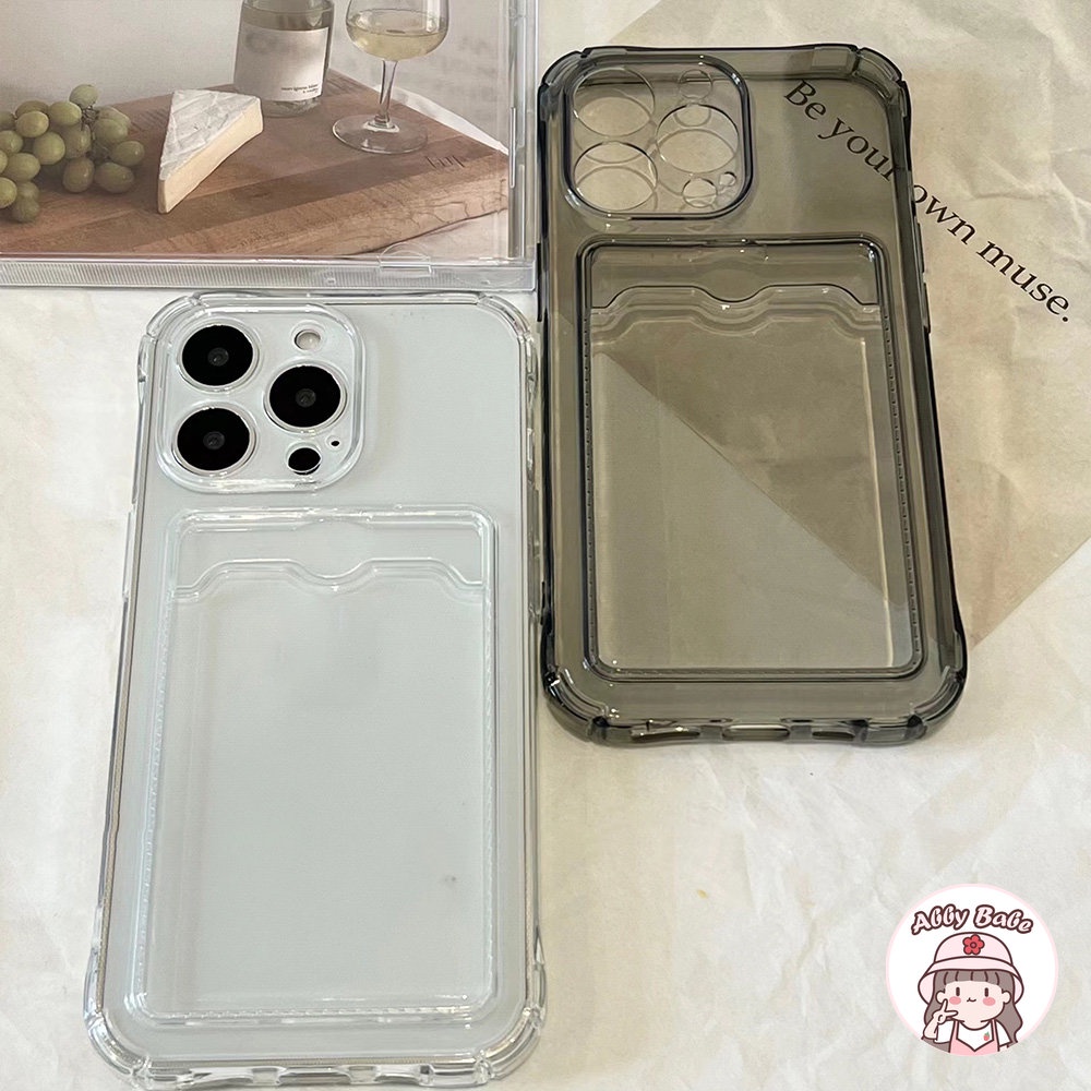Ốp Điện Thoại TPU Mềm Mỏng Trong Suốt Có Ngăn Đựng Thẻ Chống Nước Cho IP 14 13 12 11 Pro Max X XS