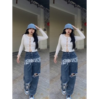 Áo len croptop khoét ngực- áo kiểu - áo len mỏng