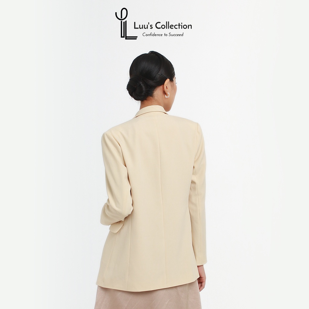 Áo Khoác Blazer Một Khuy Màu Kem Chất Vải Linen Luu's Collection