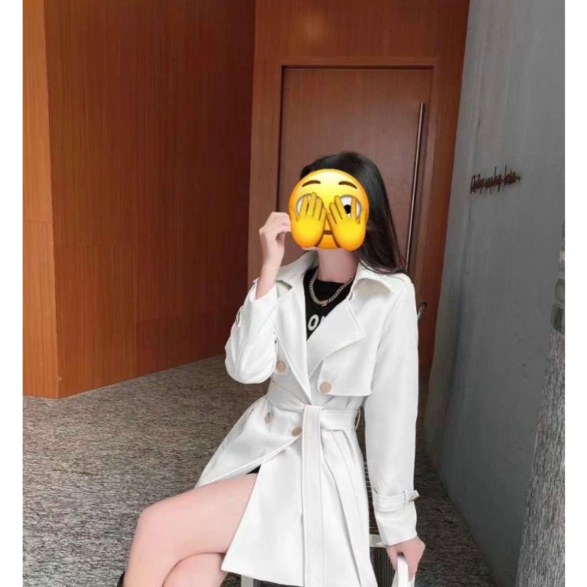 Áo Khoác Măng Tô Nữ Dáng Dài Có Đai Eo Hai Lớp Chất Vải Dày Dặn