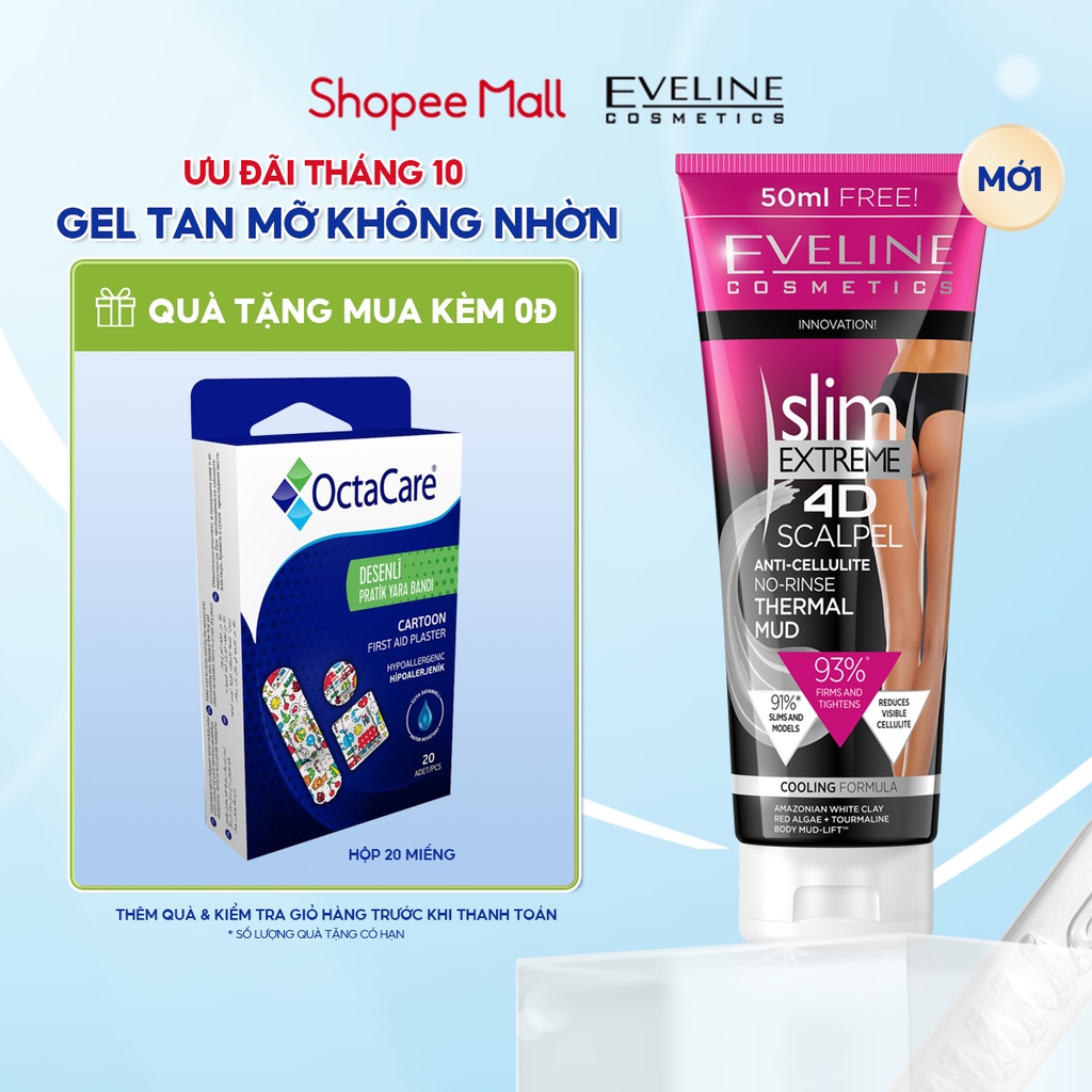 Gel Tan Mỡ Slim Extreme 4D EVELINE Lạnh, Không Nhờn, Kích Thích Đốt Cháy Mỡ Tuýp 250ml
