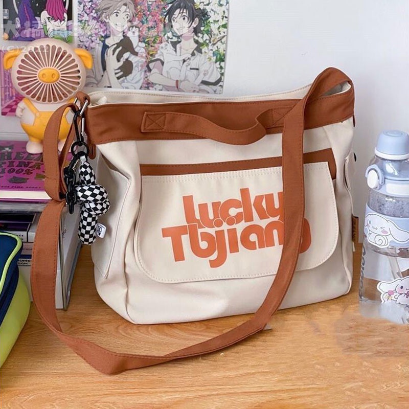 Túi xách YADOU vải canvas cỡ lớn màu sắc tương phản thời trang