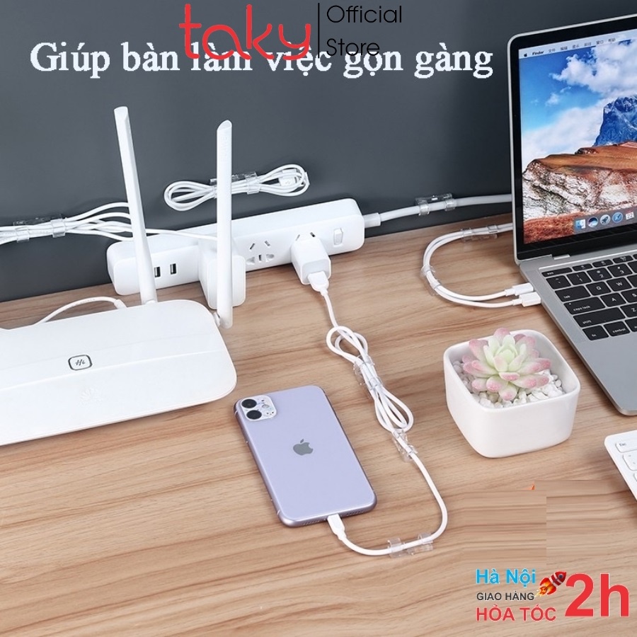 Vỉ 20 Nẹp Nhựa Tự Dán - Taky, Giữ Dây Kẹp Dán Tường Giữ Cố Định Các Dây Điện, Dây Mạng, Tiện Dụng Văn Phòng. 5733