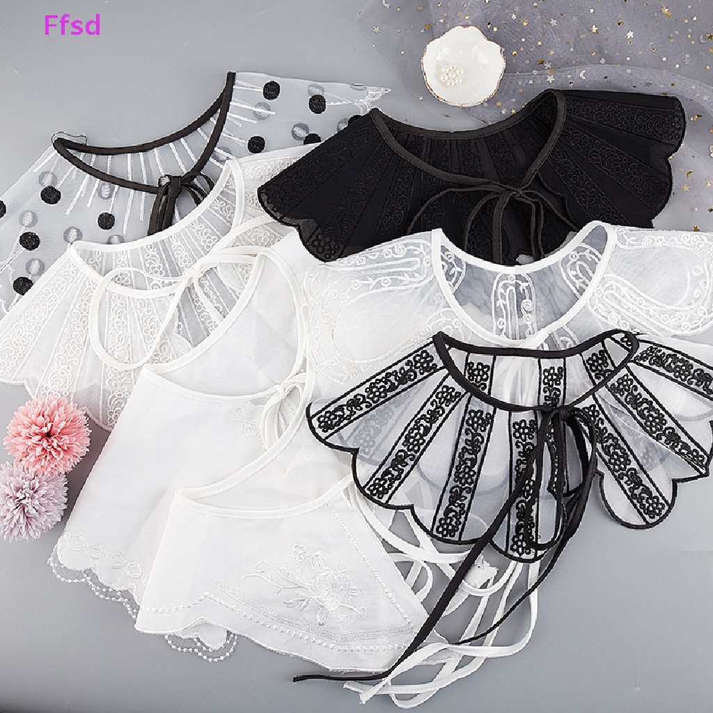 Luimo Áo Sơ Mi Cổ Búp Bê Phối Ren Hở Vai Giả Đám Mây Có Thể Tháo Rời Bán Chạy Cho Nữ