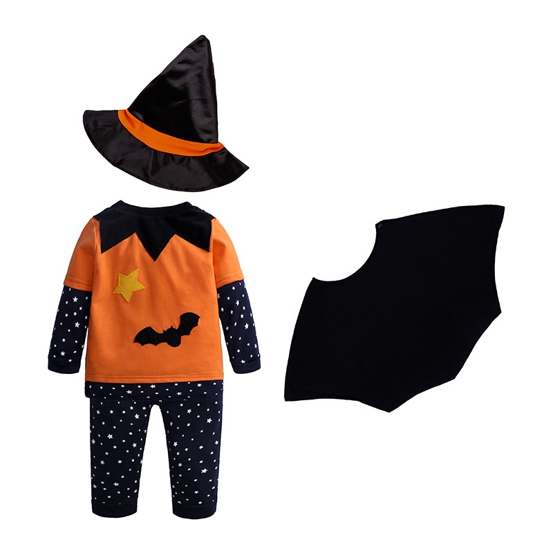 Set Đồ 4 Món Hóa Trang halloween Gồm Áo Liền Quần In Họa Tiết Kẻ Sọc / Dơi Cho Bé Sơ Sinh