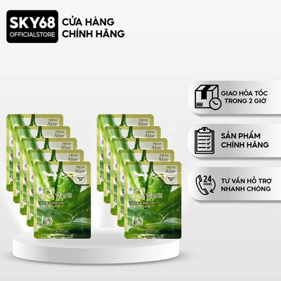 Combo 10 Mặt nạ dưỡng da cấp nước chiết xuất từ lô hội 3W CLINIC FRESH ALOE MASK SHEET 23ml x 10