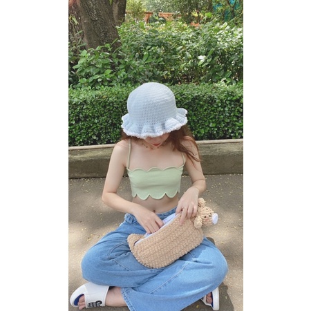 Nón bucket viền bông