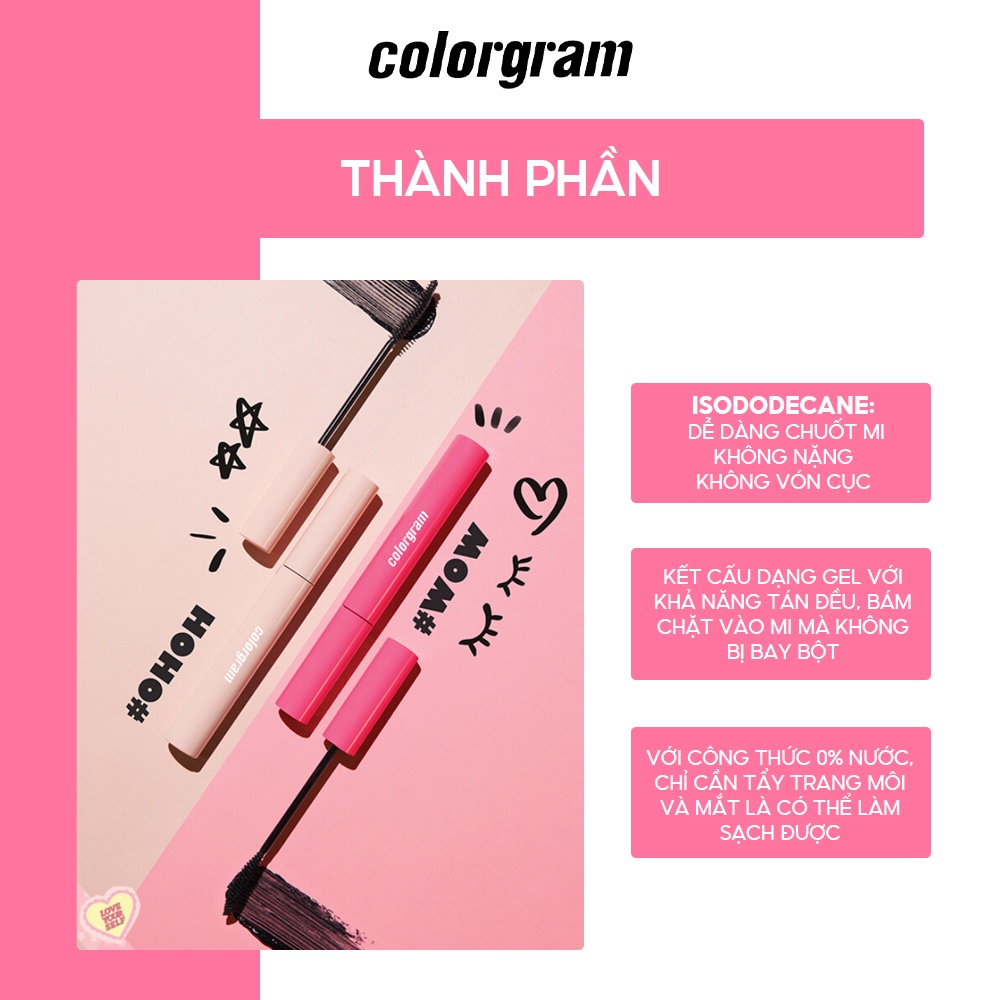 Mascara Làm Cong Mi Tự Nhiên Colorgram Forever Cara 01 Clear longlash/ 02 Volume longlash 6g