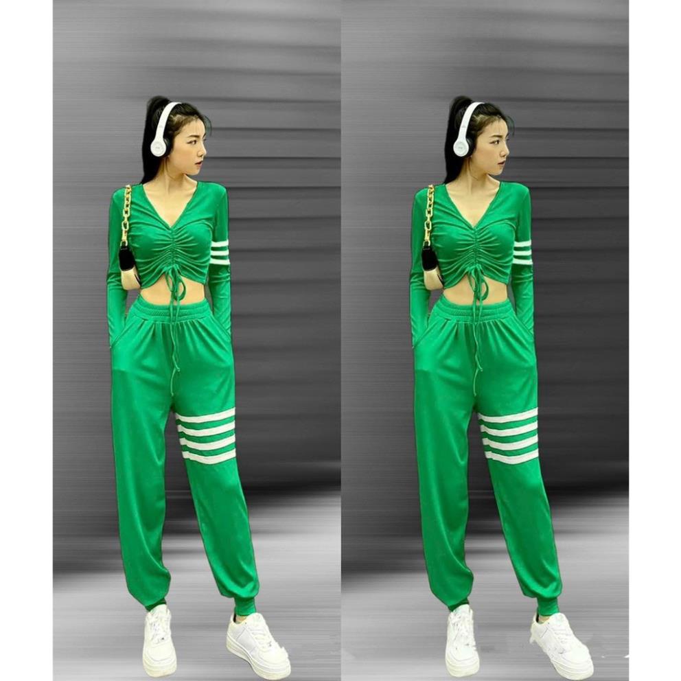 Đồ tập gym nữ,đồ tập thể thao áo dài tay rút dây quần jogger siêu xịn tập gym yoga zumba aerobic Lulushop